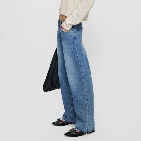 Princess Polly Pants - Princess Polly Stretch Wide Leg Jeans With Raw Hem Size 12